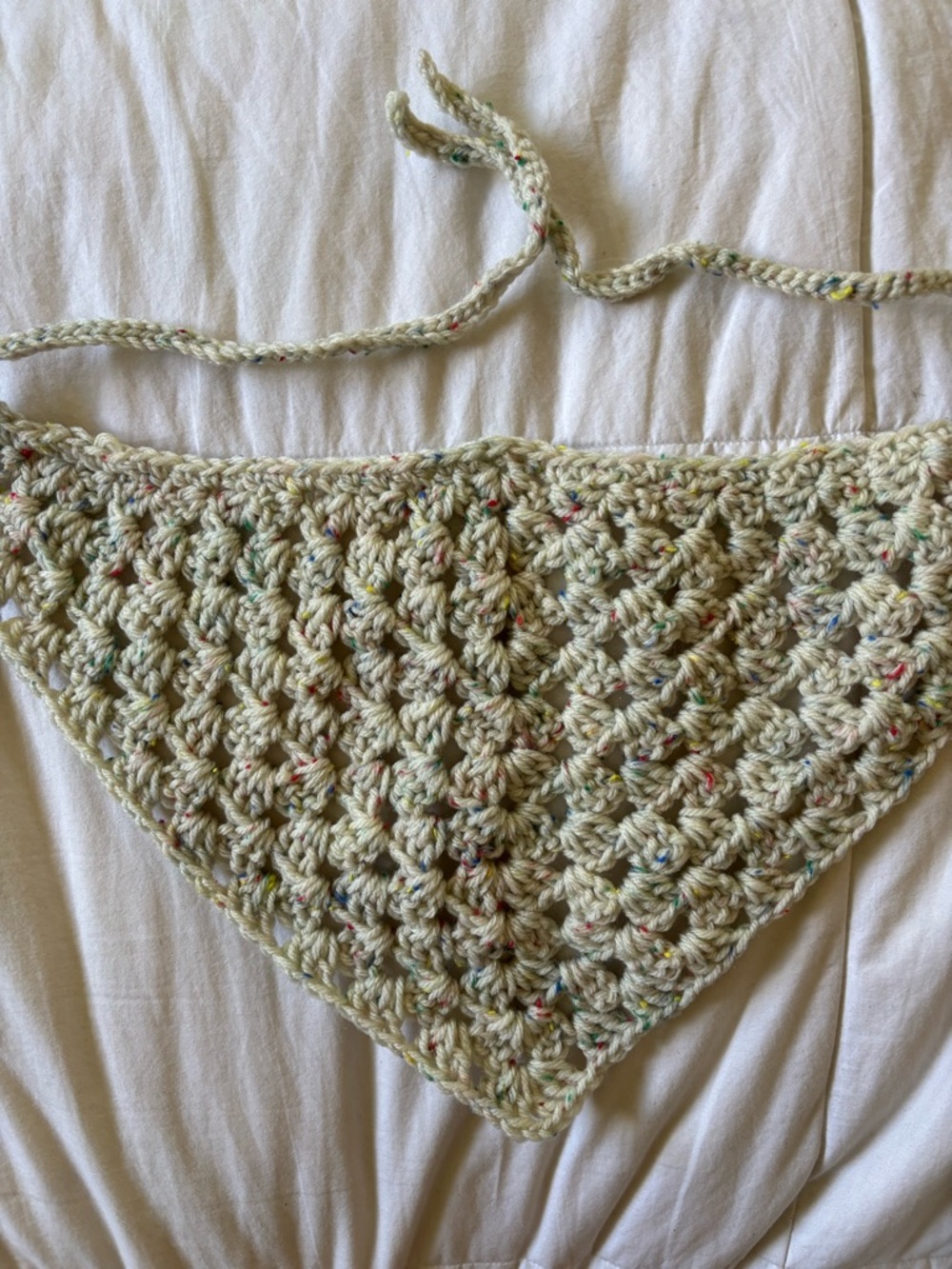 Handmade Cream Crochet Triangle Bandana Scarf